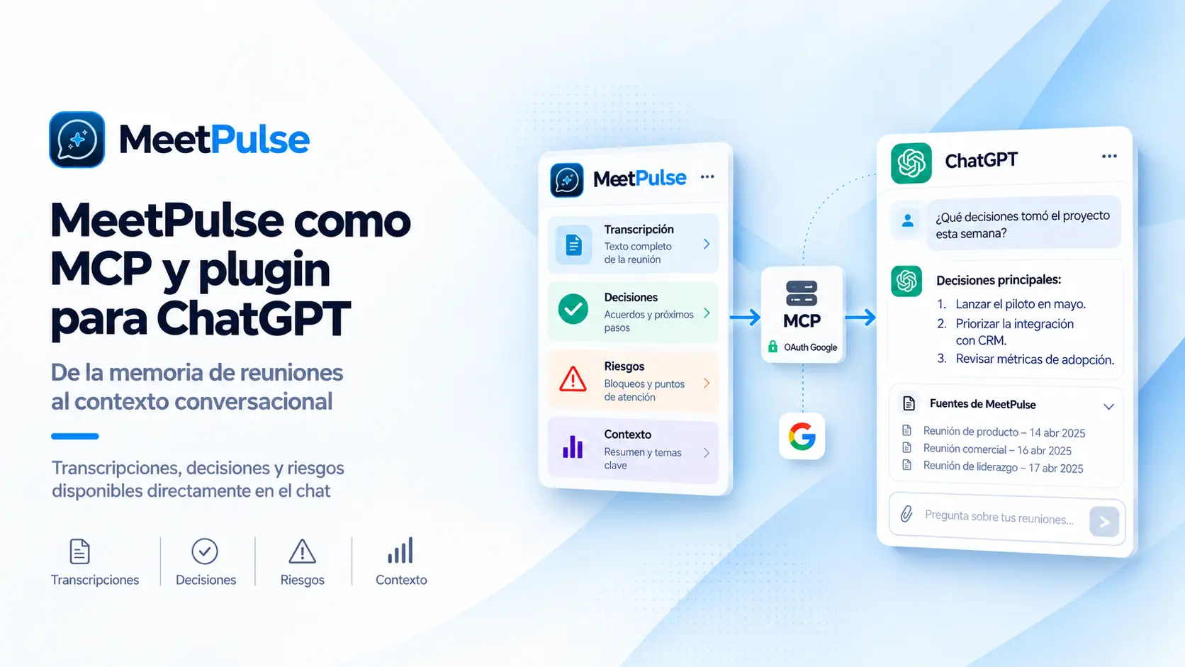 De la memoria de reuniones al contexto conversacional: MeetPulse como MCP y plugin para ChatGPT