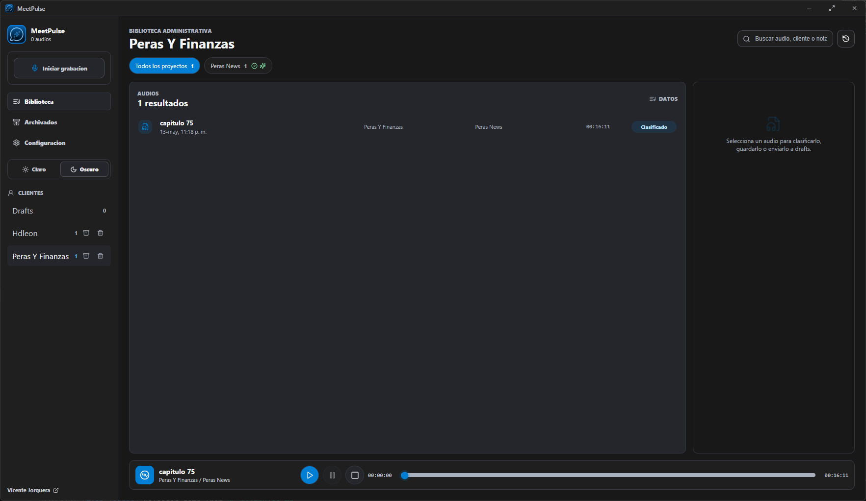 Vista principal MeetPulse Desktop