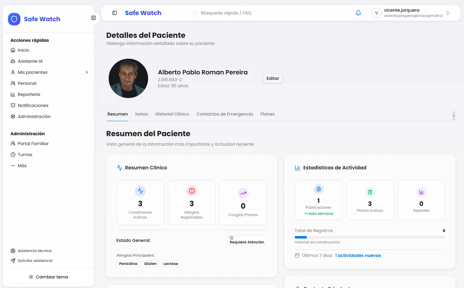 Vista general de paciente